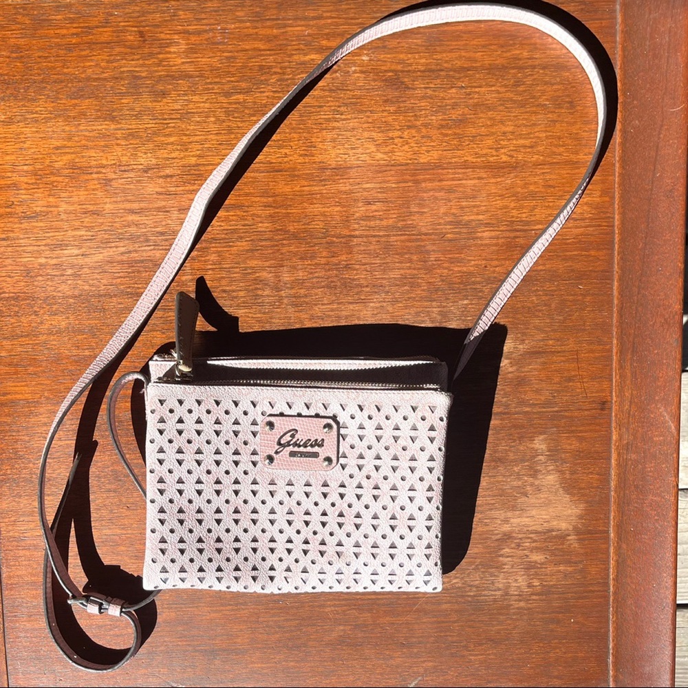 pink guess shoulder bag